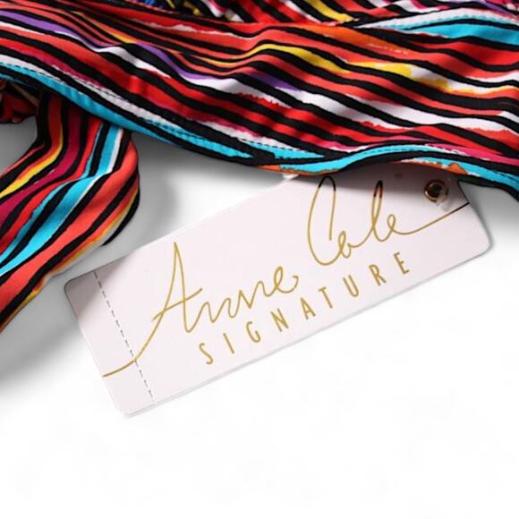 Anne Cole Halter Bikini Top Pick Up Stix Multicolor Swimwear Adjustable Size XS - Picture 8 of 11